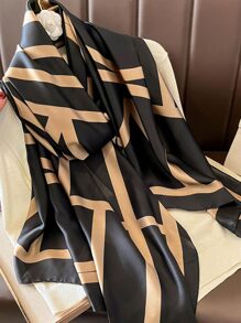 优雅 1 件女士黑色仿丝长围巾，女士秋冬披肩，柔软舒适的毯子围巾，适合秋季、冬季、春季和夏季，度假、休闲，百搭披肩配饰女士 - 彩色 - 查看 4