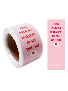 1roll/100pcs Thank You Stickers, Box Sealing Stickers, Packaging Decorations, Self-adhesive Labels - Pink - View 1