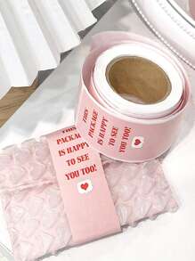 1roll/100pcs Thank You Stickers, Box Sealing Stickers, Packaging Decorations, Self-adhesive Labels - Pink - View 2