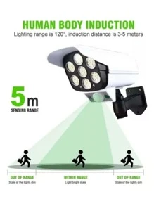 Lámpara Solar Con Control Remoto, Cámara De Seguridad Falso - Blanco - Ver 2