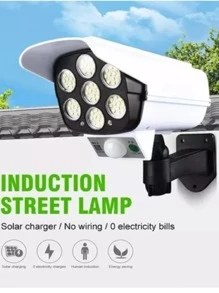 Lámpara Solar Con Control Remoto, Cámara De Seguridad Falso - Blanco - Ver 3