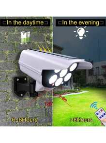 Lámpara Solar Con Control Remoto, Cámara De Seguridad Falso - Blanco - Ver 7