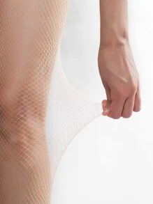 1雙女性素色漁網襪基本款百搭連褲襪