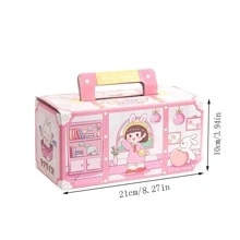 1入組創意卡通文具盲盒適合女孩作為兒童節禮品,學生文具套裝帶禮物盒,畢業禮物,生日禮物適用於兒童 - 粉色 - 查看 2