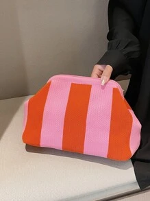 CALINNL 女士手拿包时尚化妆包几何条纹钩针包适合旅行、购物、日常使用 - 彩色 - 查看 1