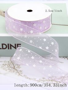 Decoración 1 rollo de 9m transparente cinta con con estampado de estrella para regalo envase , flor , fiesta - Morado - Ver 2