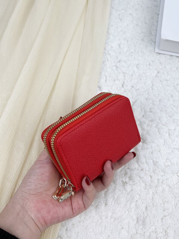 1pc Red Card Bag Storage Bag Men's And Card Bag Small Wallet Double Layer Zipper Coin For Men And For Daily Shopping School Trips Lightweight Portable Card ID Card White-Collar Workers For Male Holiday For Anniversary For Birthday Gift Accessories Gift Present Gifts For Teachers Card Holder Wallet Business Card Holder Credit Card Holder Women For Women Wallet Mini Wallet Purse Wallet Card Wallet