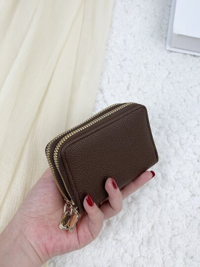 1pc Brown Card Bag Storage Bag Card Bag Small Wallet Double Layer Zipper Coin For Men And For Daily Shopping School Trips Lightweight Portable Card ID Card White-Collar Workers For Male Holiday For Anniversary For Birthday Gift Gift Accessories Gift Present Gifts For Teachers Casual Card Holder Card Holder Wallet Business Card Holder Credit Card Holder Card Holder Women For Women Wallet Mini Wallet Purse Wallet Card Wallet