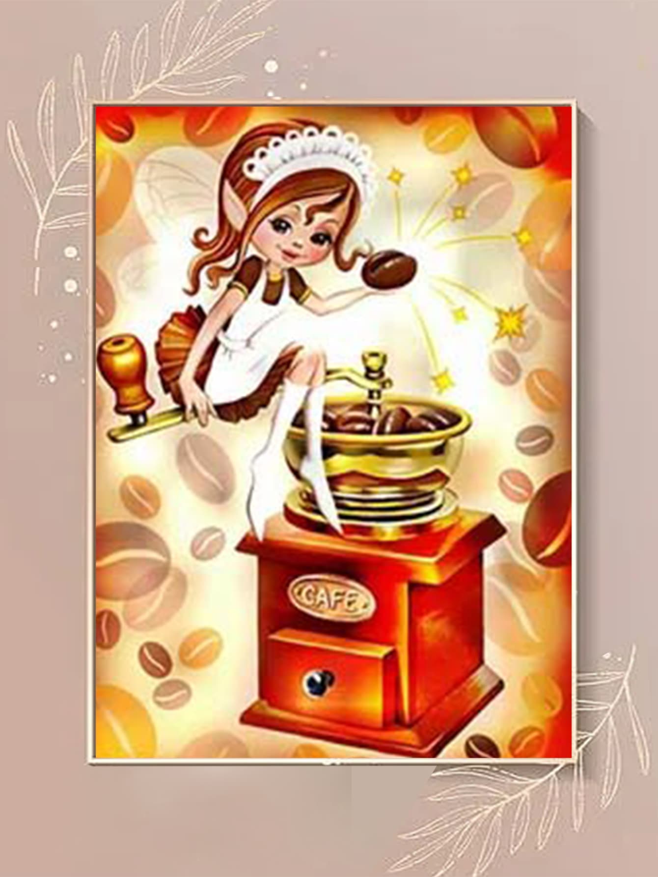 Pintura diamante DIY duende cocinero con dibujos animados cocina decorativo colgante redondo de resina con cuenta diamante con bordado encantadora caricatura artesanía regalo haciendo - Multicolor - Ver 1