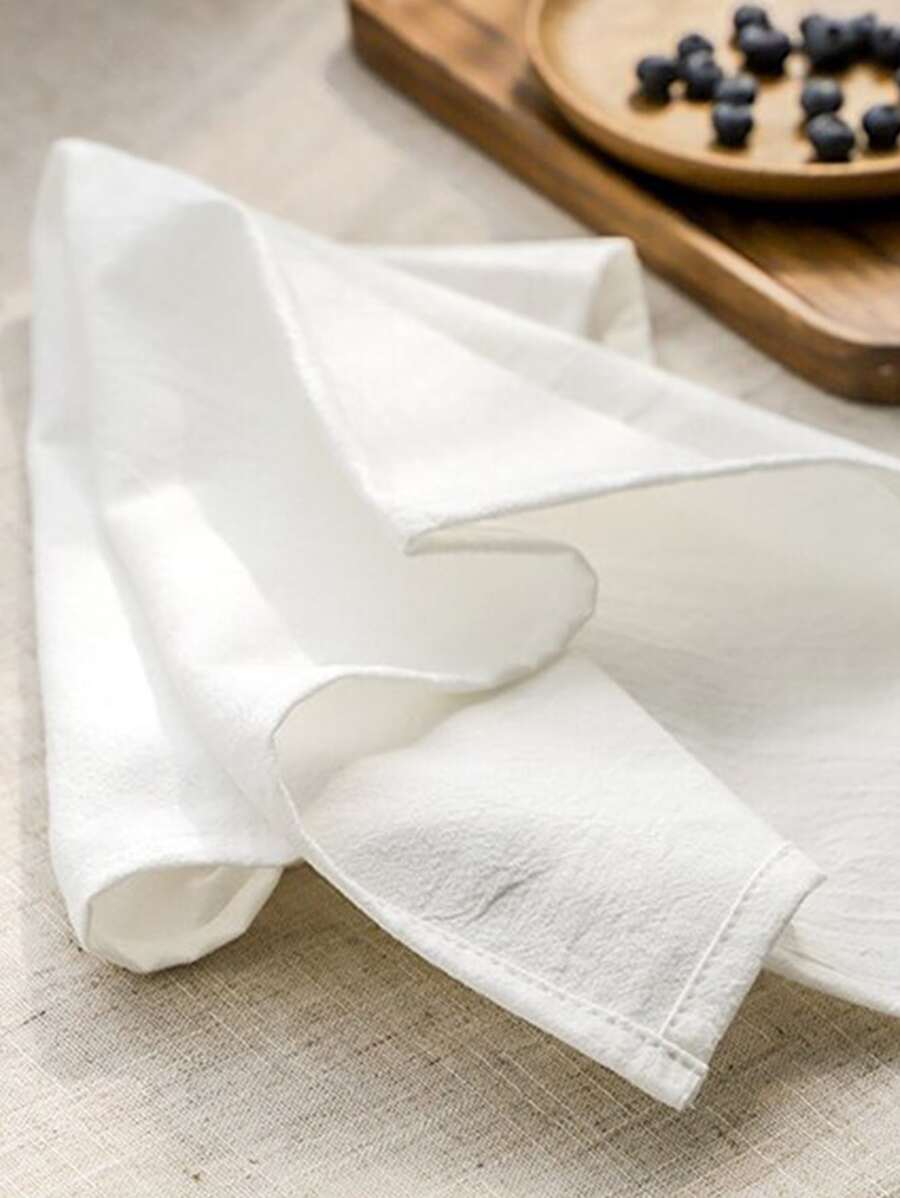 1pc/6pcs/10pcs White Linen Solid Color Napkin For Wedding, Holiday, Party Decoration - White - View 1