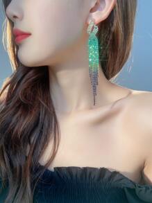 復古閃亮俱樂部酒吧流蘇水晶水鑽耳環耳環婚禮派對畢業首飾 - 墨綠色 - 查看 5
