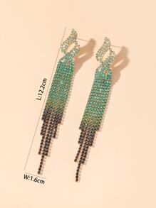 復古閃亮俱樂部酒吧流蘇水晶水鑽耳環耳環婚禮派對畢業首飾 - 墨綠色 - 查看 6
