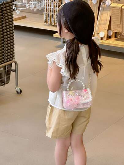 Túi đeo chéo đính ngọc trai giả thời trang lấp lánh mini cho tiệc tối