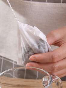 100pcs Non-woven Drawstring Tea Bags Disposable Teabags/herb Bags/ Soup Bags For Seasoning Cooking Kitchen Tool - White - View 4