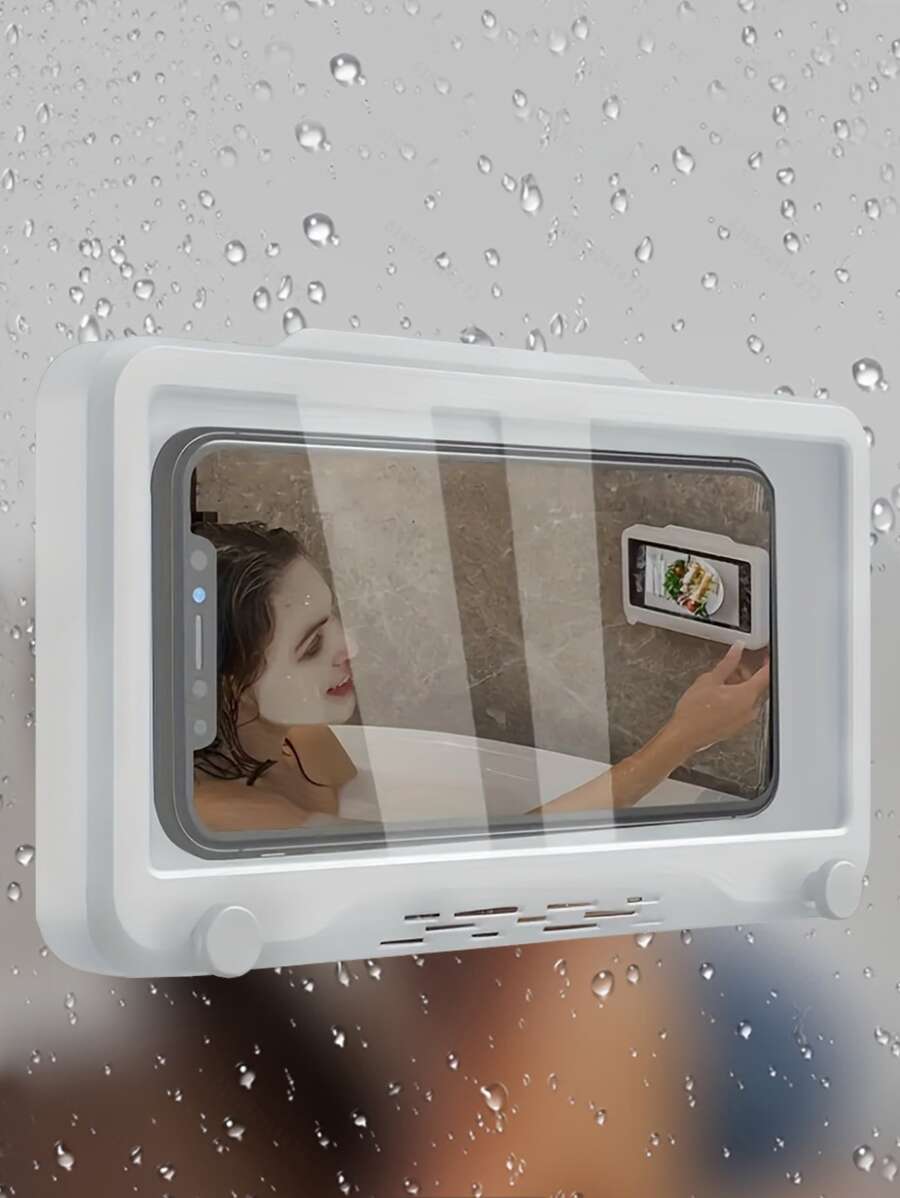 1 hộp lưu trữ ABS, hộp lưu trữ điện thoại treo tường tối giản cho phòng tắm - trắng - Xem 1