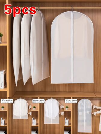 5 piezas Cubierta antipolvo para colgar ropa, funda para vestido de novia, bolsa de almacenamiento, organizador de guardarropa, organizador de ropa para colgar, traje plegable, bolsa para colgar ropa