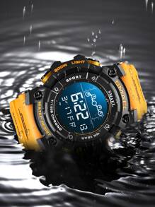 SMAEL 1入組小電子運動手錶適用於學生帶大錶盤,IP防水,多功能和單展示 - 黃色 - 查看 4