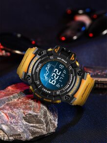 SMAEL 1入組小電子運動手錶適用於學生帶大錶盤,IP防水,多功能和單展示 - 黃色 - 查看 1