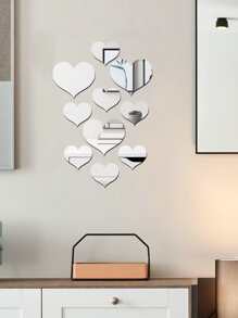 10入組心形鏡子牆貼 - 銀色 - 查看 6