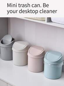 1 Small Desktop Large-Capacity Household Cute Trash Can With Lid Exquisite Bedside Bedroom Living Room Small Beautiful Storage Bucket - Pink - View 3