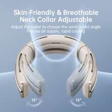 Portable Neck Fan, 6000mAh Bladeless Neck Fan 100 Speeds Adjustment USB Rechargeable Portable Fan, LED Display, Negative ion function, Wearable Personal Fan, Mini Hands Free - 金色 - 查看 6