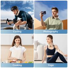 Portable Neck Fan, 6000mAh Bladeless Neck Fan 100 Speeds Adjustment USB Rechargeable Portable Fan, LED Display, Negative ion function, Wearable Personal Fan, Mini Hands Free - 金色 - 查看 7