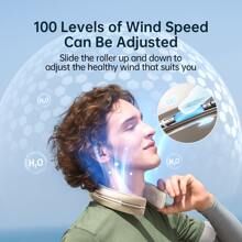 Portable Neck Fan, 6000mAh Bladeless Neck Fan 100 Speeds Adjustment USB Rechargeable Portable Fan, LED Display, Negative ion function, Wearable Personal Fan, Mini Hands Free - 金色 - 查看 5