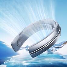 Portable Neck Fan, 6000mAh Bladeless Neck Fan 100 Speeds Adjustment USB Rechargeable Portable Fan, LED Display, Negative ion function, Wearable Personal Fan, Mini Hands Free - Silver - View 1