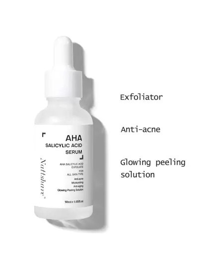 Nattshare AHA 水杨酸面部精华液 30ml，BHA 乙醇酸面部精华液，用于黑头、暗斑、痤疮、瑕疵、毛孔粗糙、去角质、黄褐斑、雀斑、焕发蜗牛粘蛋白、暗沉、不去角质、提亮肤色、维生素 C、Vc、深层保湿、透明质酸、美白、Ve、滋养、烟酰胺、保湿、胶原蛋白、亮白、姜黄 E、去角质、西瓜、抗氧化、视黄醇，日常护肤，无需卸妆，日夜适用，适合女性、男性、节日