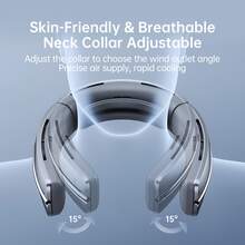 Portable Neck Fan, 6000mAh Bladeless Neck Fan 100 Speeds Adjustment USB Rechargeable Portable Fan, LED Display, Negative ion function, Wearable Personal Fan, Mini Hands Free - Silver - View 6