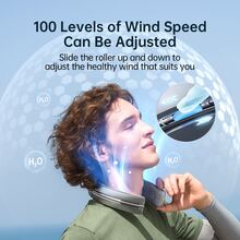 Portable Neck Fan, 6000mAh Bladeless Neck Fan 100 Speeds Adjustment USB Rechargeable Portable Fan, LED Display, Negative ion function, Wearable Personal Fan, Mini Hands Free - Silver - View 5