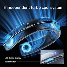 Portable Neck Fan, 6000mAh Bladeless Neck Fan 100 Speeds Adjustment USB Rechargeable Portable Fan, LED Display, Negative ion function, Wearable Personal Fan, Mini Hands Free - Silver - View 4