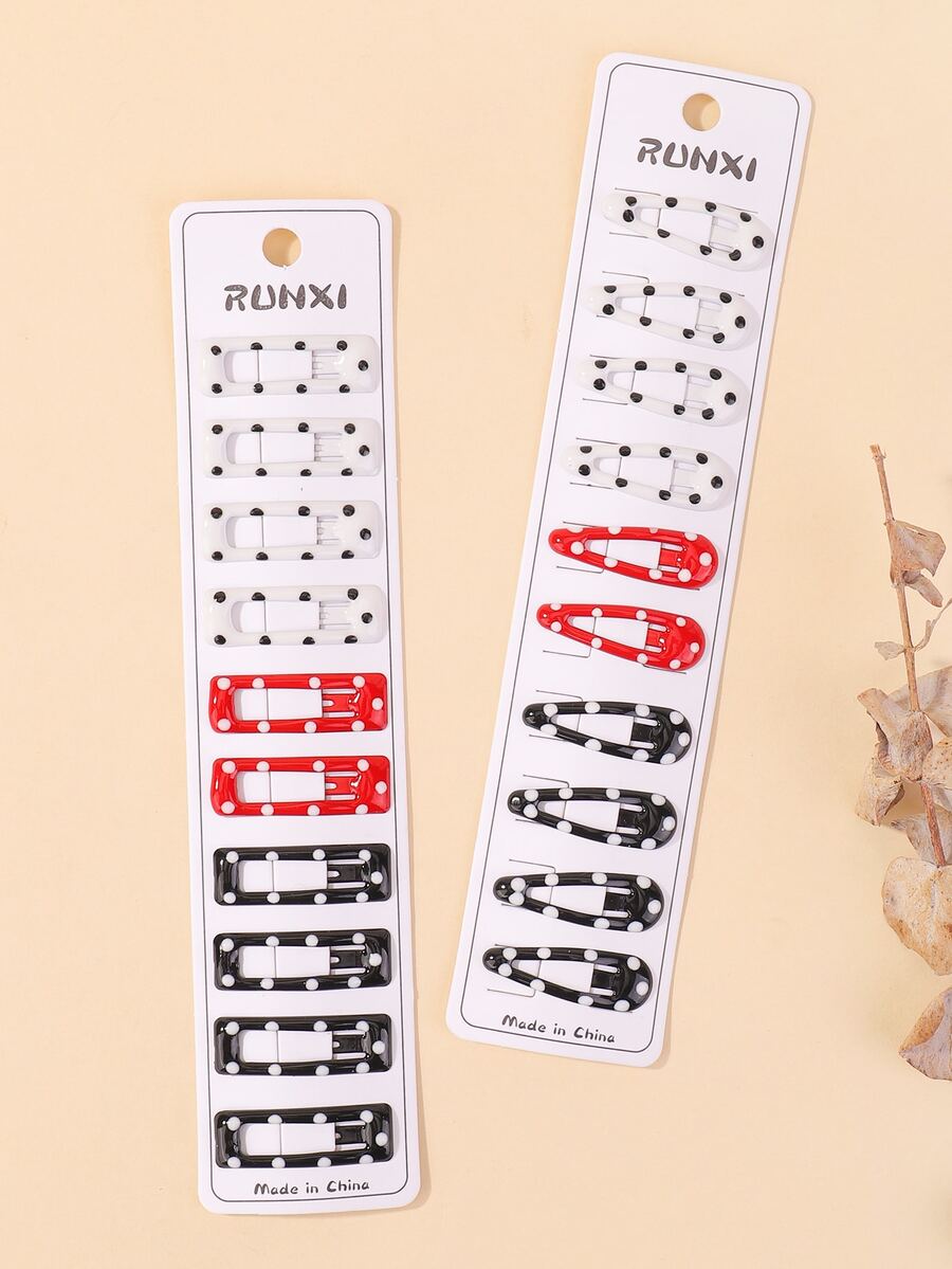 20pcs/set Candy-colored Heart & Polka Dot Design Hair Clips, Girls ...