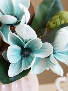 Artificial Orchid Flowers  Fake Orchids For Home Office Wedding Table Centerpiece For Wedding Decoration, Valentine'S Day Decor, Birthday Decor, Anniversary Decor, Holiday Decor, Graduation Decoration, Party Decor Supplies - Màu xanh lam - Xem 3