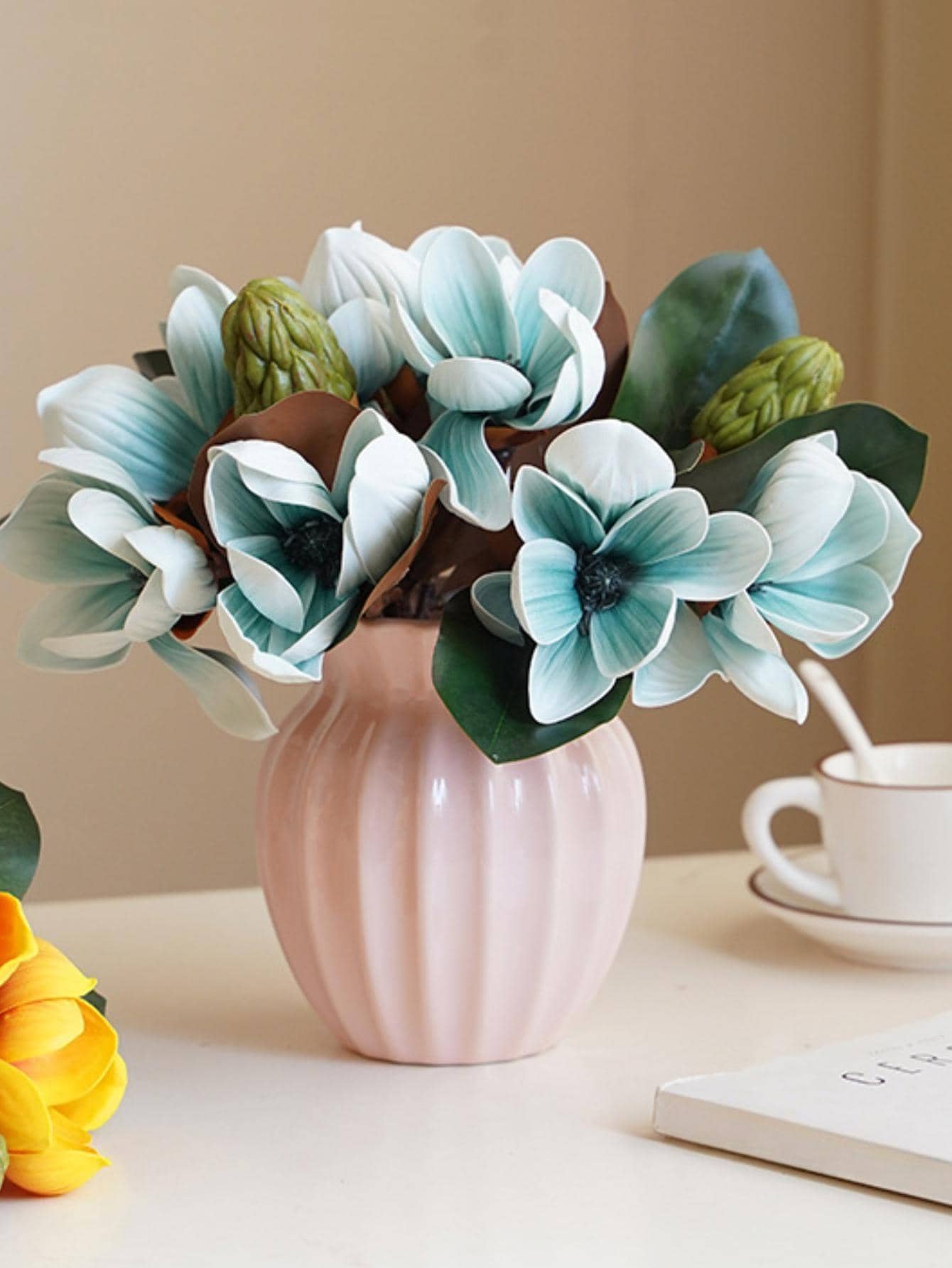 Artificial Orchid Flowers  Fake Orchids For Home Office Wedding Table Centerpiece For Wedding Decoration, Valentine'S Day Decor, Birthday Decor, Anniversary Decor, Holiday Decor, Graduation Decoration, Party Decor Supplies - Màu xanh lam - Xem 1