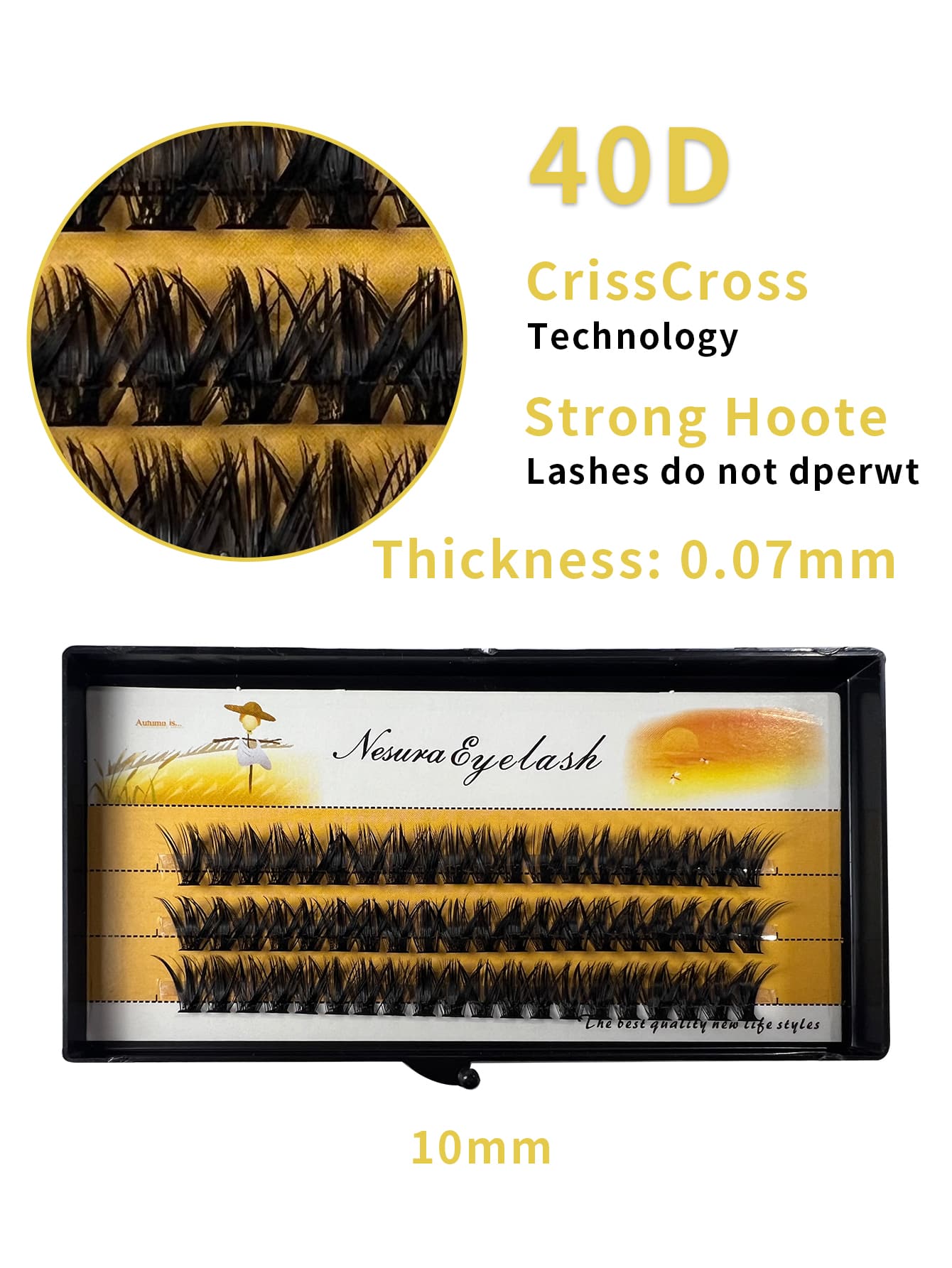 DIY Eyelash Extensions 60 Clusters 10mm Manga Lashes Volume Individual Eyelashes Extensions Lash Clusters DIY At Home - Black - View 1