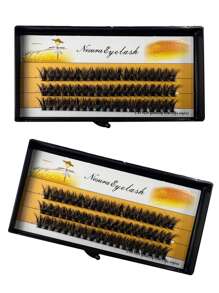 DIY Eyelash Extensions 60 Clusters 10mm Manga Lashes Volume Individual Eyelashes Extensions Lash Clusters DIY At Home - Black - View 3