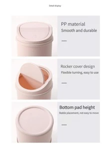 1 Small Desktop Large-Capacity Household Cute Trash Can With Lid Exquisite Bedside Bedroom Living Room Small Beautiful Storage Bucket - Pink - View 6