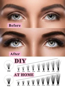 DIY Eyelash Extensions 60 Clusters 10mm Manga Lashes Volume Individual Eyelashes Extensions Lash Clusters DIY At Home - Black - View 4