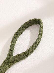 1 Miếng Phong cách Bohemian Bện Móc chìa khóa , Retro Băng tay Bện Của phụ nữ Dây đeo tay Chuỗi Khóa - xanh quân đội - Xem 4