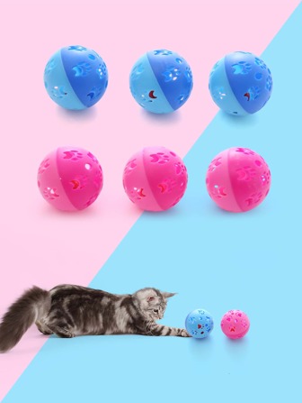 2pcs Random Color Bell Ball With Cat Lover And Cat Mom Love's Paw Print Design For Cat Lover And Cat Mom Love Playing