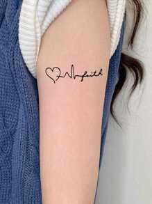 1 set/4 piezas con estrella & patrón Tatuaje temporal Pegatinas - Negro - Ver 4