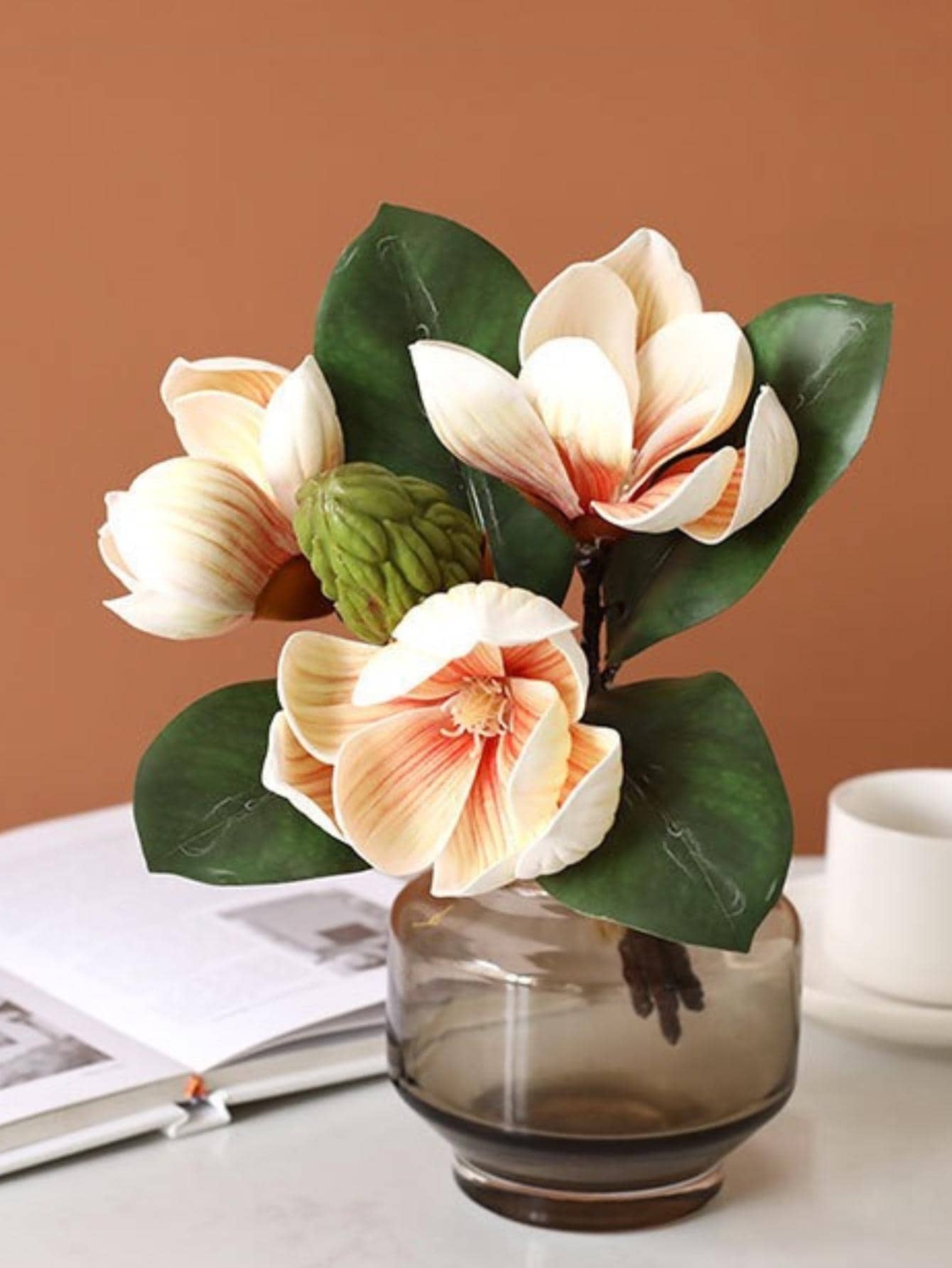 Artificial Orchid Flowers Fake Orchids For Home Office Wedding Table Centerpiece For Wedding Decoration, Valentine'S Day Decor, Birthday Decor, Anniversary Decor, Holiday Decor, Graduation Decoration, Party Decor Supplies - 香檳色 - 查看 1