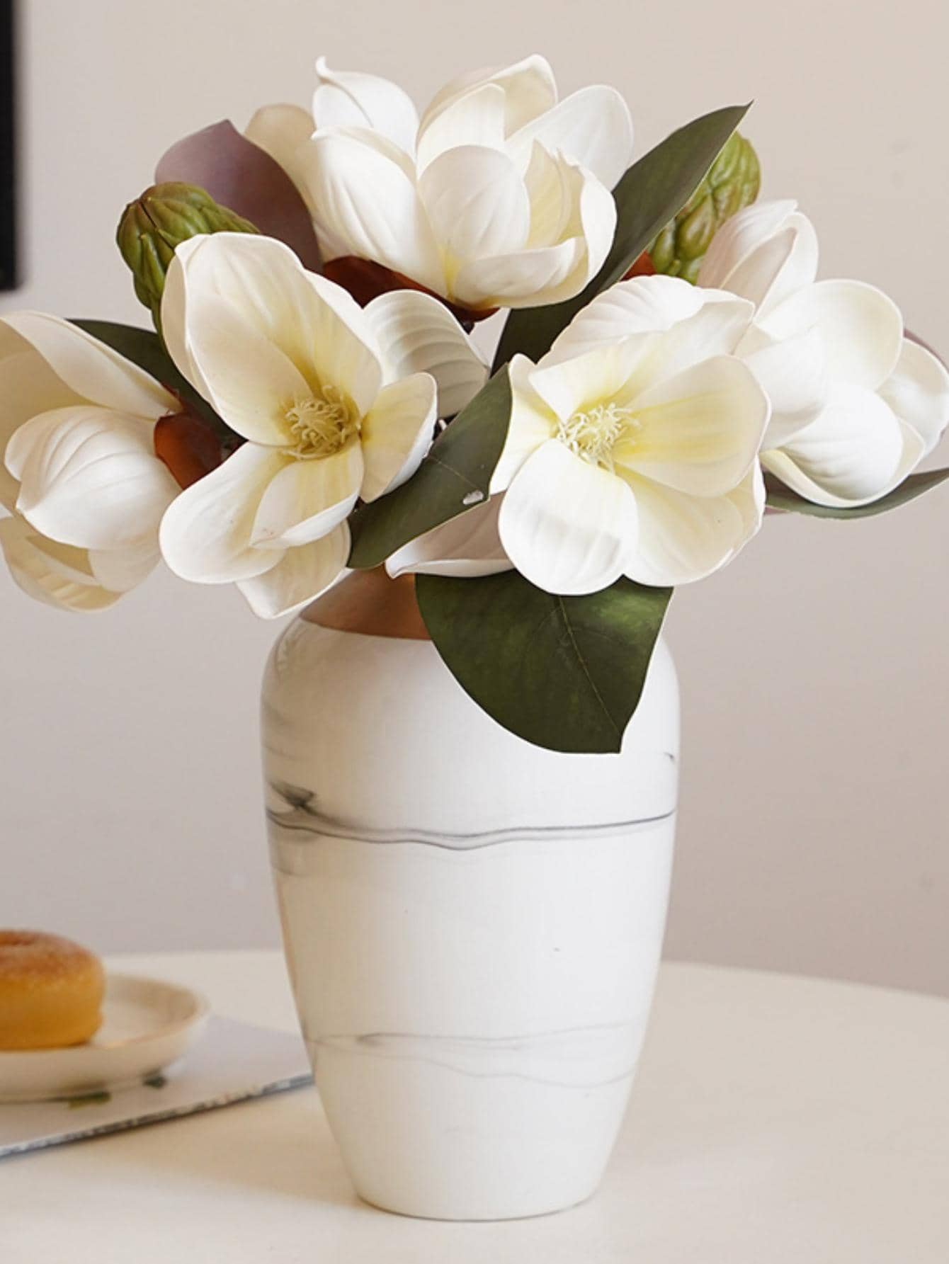 Artificial Orchid Flowers Fake Orchids For Home Office Wedding Table Centerpiece For Wedding Decoration, Valentine'S Day Decor, Birthday Decor, Anniversary Decor, Holiday Decor, Graduation Decoration, Party Decor Supplies - 白色 - 查看 1