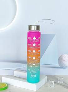 1入組300毫升大容量玫瑰漸變PC水瓶,帶貼紙運動和健身便攜吸管杯,適用於家庭和旅行戶外使用 - 玫紅色 - 查看 1