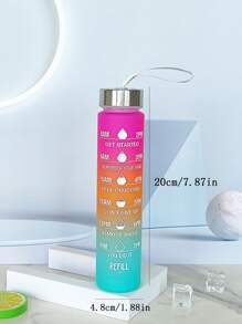 1入組300毫升大容量玫瑰漸變PC水瓶,帶貼紙運動和健身便攜吸管杯,適用於家庭和旅行戶外使用 - 玫紅色 - 查看 4