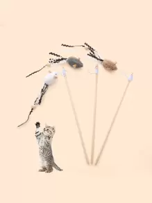 1pc Random Color Funny Mouse Shaped Cat Stick Toy For Cats - Multicolor - View 2