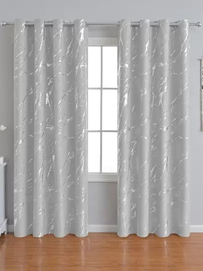 1pc Marble Pattern Blackout Curtain, Modern Style Polyester Fiber Printed Window Treatment For Living Room Home Decoration