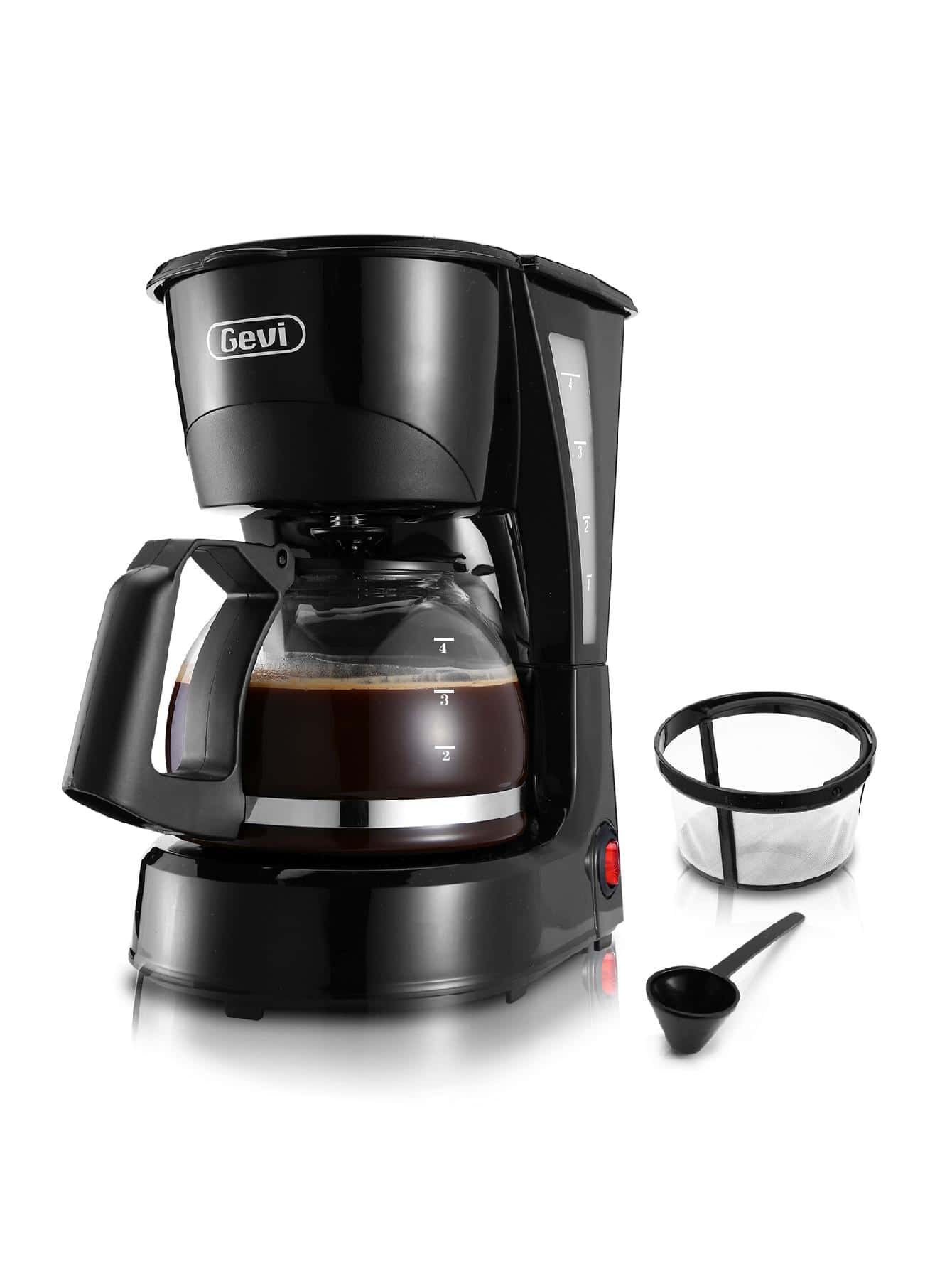 Gevi 4 Cups Small Coffee Maker, Compact Coffee Machine With Reusable Filter, Warming Plate And Coffee Pot For Home And Office - Black - View 1
