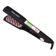 Miss ENZO 2合1瓷質直發器和捲髮器,適合盤鬢髮,可調節溫度,自動關機,持久的熱防護,適用於粗硬和捲曲的頭髮熱梳 - 黑色 - 查看 1